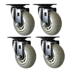 4 in. Gray Soft Rubber Chrome and Steel Swivel Plate Caster with 220 lb. Load Rating (4-Pack) by Shepherd -Nexera Sales Store grays shepherd casters 8269e c3 1000