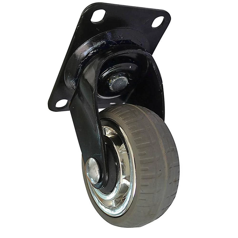 5 in. Gray Soft Rubber Chrome and Black Steel Swivel Plate Caster with 264 lb. Load Rating (4-Pack) by Shepherd 5 5 in. Gray Soft Rubber Chrome and Black Steel Swivel Plate Caster with 264 lb. Load Rating (4-Pack) by Shepherd - Image 3