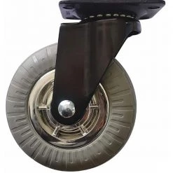 5 in. Gray Soft Rubber Chrome and Black Steel Swivel Plate Caster with 264 lb. Load Rating (4-Pack) by Shepherd
