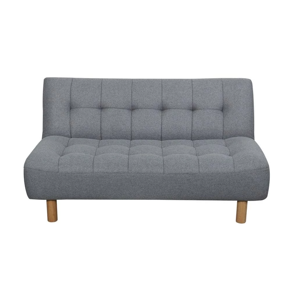 Heathered Gray Plush Tufted Futon by ELUXURY 8 Heathered Gray Plush Tufted Futon by ELUXURY - Image 6