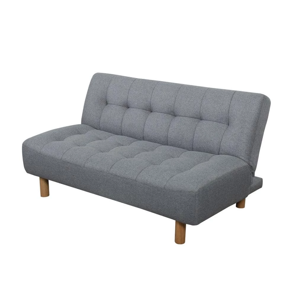 Heathered Gray Plush Tufted Futon by ELUXURY 3 Heathered Gray Plush Tufted Futon by ELUXURY