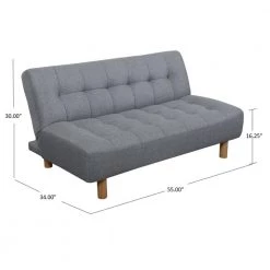 Heathered Gray Plush Tufted Futon by ELUXURY 13 Heathered Gray Plush Tufted Futon by ELUXURY -Nexera Sales Store heathered gray eluxury futons jp745 w74 gy c3 1000