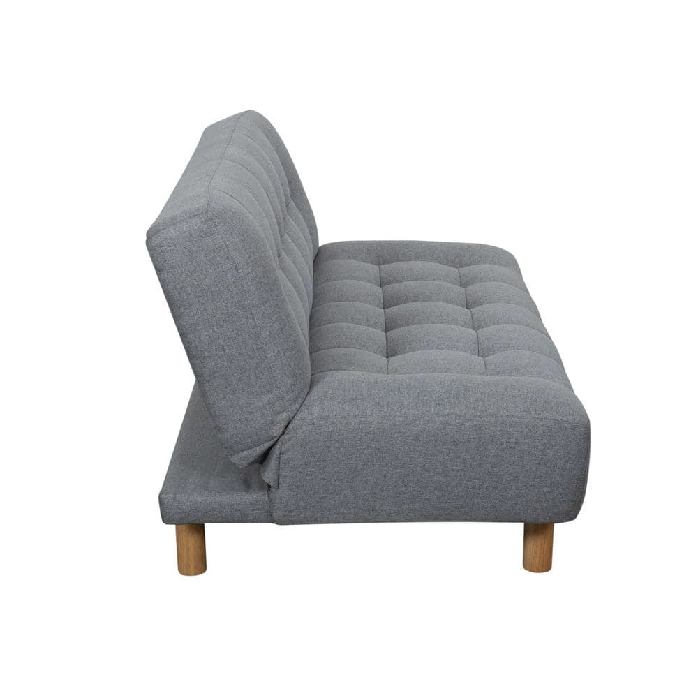 Heathered Gray Plush Tufted Futon by ELUXURY 4 Heathered Gray Plush Tufted Futon by ELUXURY - Image 2