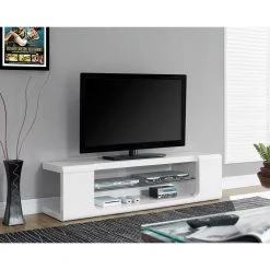 59 in. Gloss White Particle Board TV Stand Fits TVs Up to 58 in. by Monarch Specialties -Nexera Sales Store high glossy white monarch specialties tv stands i 3535 31 1000
