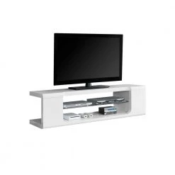 59 in. Gloss White Particle Board TV Stand Fits TVs Up to 58 in. by Monarch Specialties