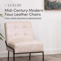 Ivory Faux Leather Tufted Armless Accent Chair by ELUXURY -Nexera Sales Store ivory faux leather eluxury accent chairs hac010fl18tn 4f 1000