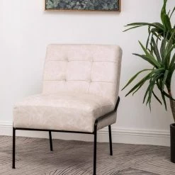 Ivory Faux Leather Tufted Armless Accent Chair by ELUXURY -Nexera Sales Store ivory faux leather eluxury accent chairs hac010fl18tn c3 1000
