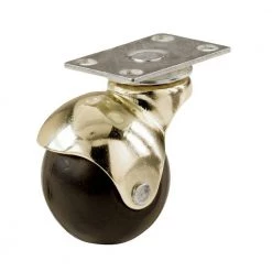 2 in. Black Rubber and Brass Hooded Ball Swivel Plate Caster with 80 lb. Load Rating by Shepherd