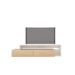 Tonik 72 in. Natural Maple and White TV Stand with 2 Drawers Fits TV's Stand up to 80 in. with Cable Management by Nexera