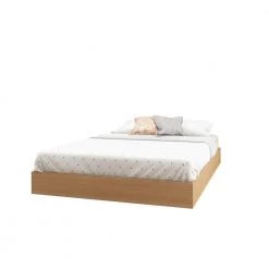 Bilou Beige and Grey Wood Frame Full Size Platform Bed with Nightstand by Nexera