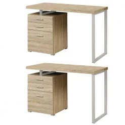 48 in. x 23.75 in. Natural Industrial Design Office Computer Desk (2-Pack) by Monarch Specialties