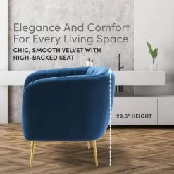 Navy Blue Velvet Channel Chair by ELUXURY 18 Navy Blue Velvet Channel Chair by ELUXURY -Nexera Sales Store navy blue velvet eluxury accent chairs hac021 v03 nbvt 1f 1000