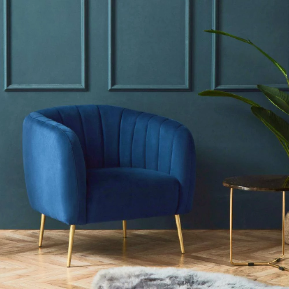 Navy Blue Velvet Channel Chair by ELUXURY 12 Navy Blue Velvet Channel Chair by ELUXURY - Image 10