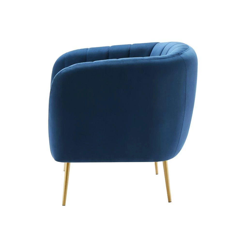 Navy Blue Velvet Channel Chair by ELUXURY 5 Navy Blue Velvet Channel Chair by ELUXURY - Image 3