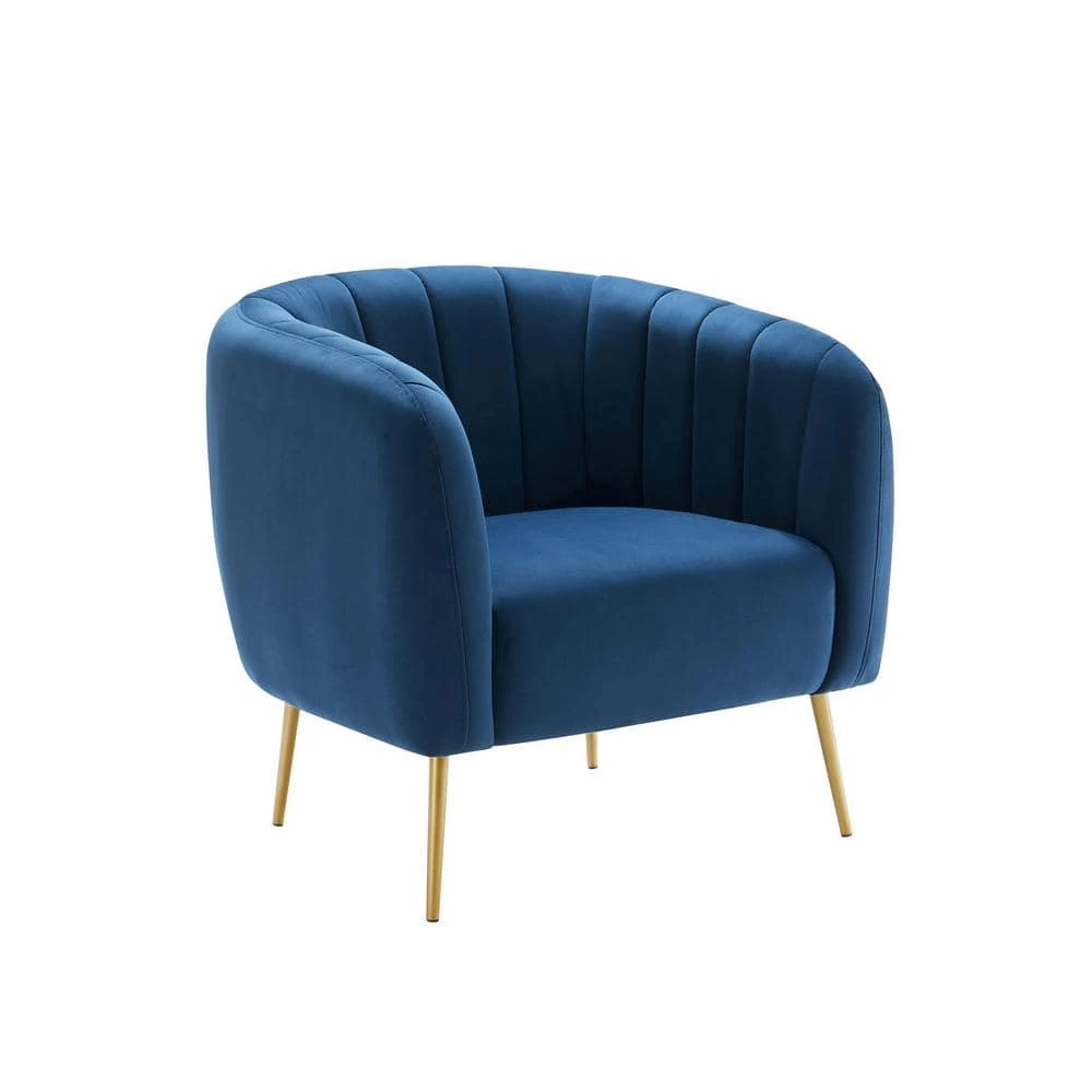 Navy Blue Velvet Channel Chair by ELUXURY 4 Navy Blue Velvet Channel Chair by ELUXURY - Image 2