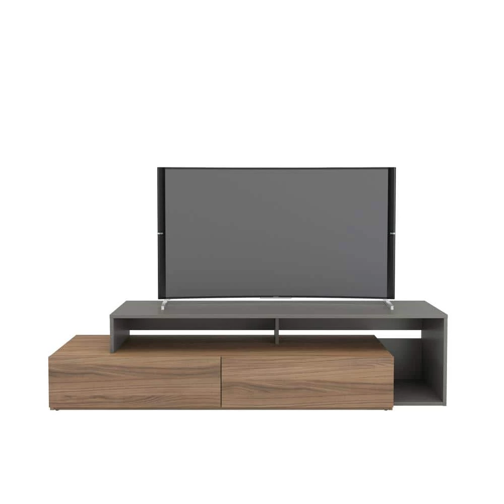 Tonik 72 in. Nutmeg and Greige TV Stand with 2-Drawers Fits TV's up to 80 in. with Cable Management by Nexera 3 Tonik 72 in. Nutmeg and Greige TV Stand with 2-Drawers Fits TV's up to 80 in. with Cable Management by Nexera