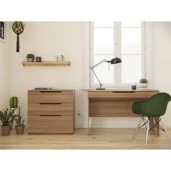 Arobas 47.75 in. W Rectangular Nutmeg Laminate 1-Drawer Writing Desk with 3-Drawer File Cabinet by Nexera -Nexera Sales Store nutmeg laminate nexera computer desks 403029 31 1000
