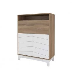 35.8 in. Rectangular Nutmeg and White Secretary Desks with Built-In Storage by Nexera
