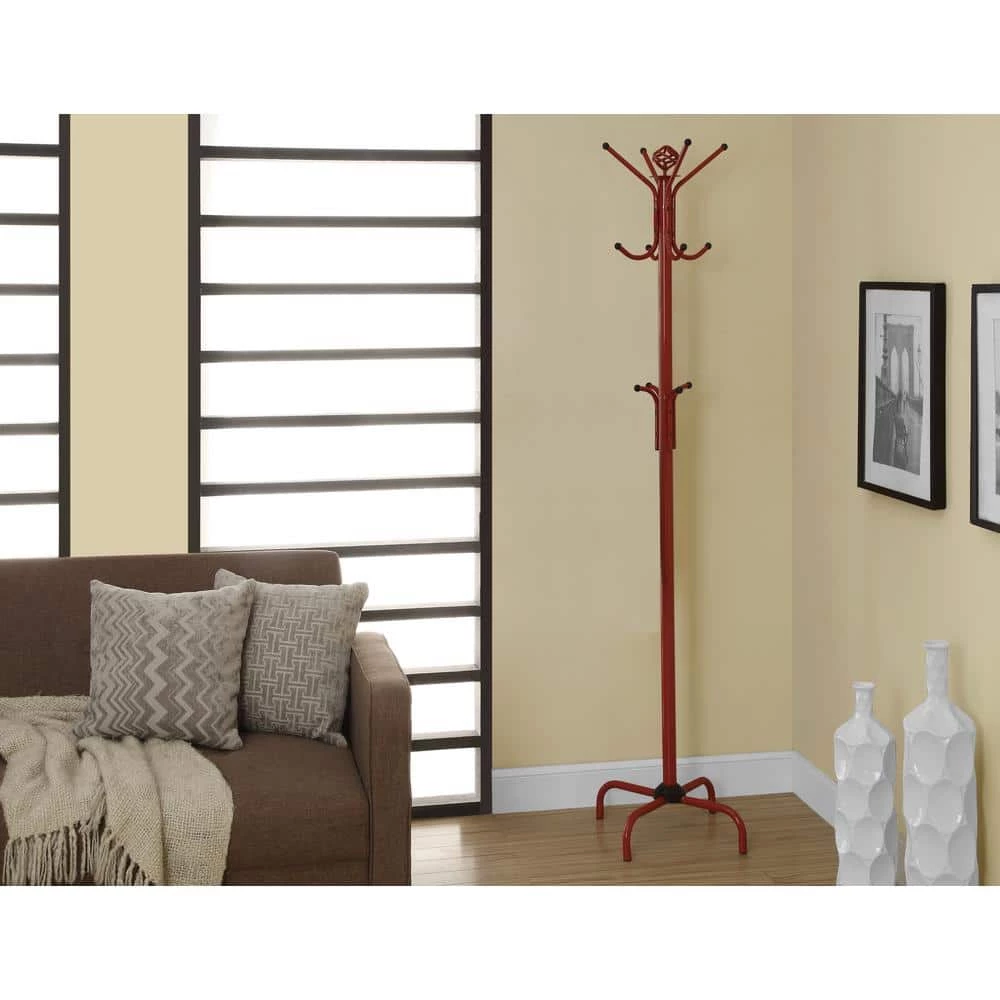 Red Metal Finish 8-Hook Coat Rack by Monarch Specialties 3 Red Metal Finish 8-Hook Coat Rack by Monarch Specialties