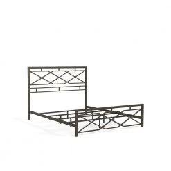 Alpine Carbon Steel Pewter Metal Queen Panel Bed Frame by ELUXURY