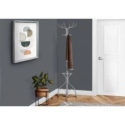 Silver 10-Hook Coat Rack by Monarch Specialties 10 Silver 10-Hook Coat Rack by Monarch Specialties -Nexera Sales Store silver monarch specialties coat racks i 2032 31 1000