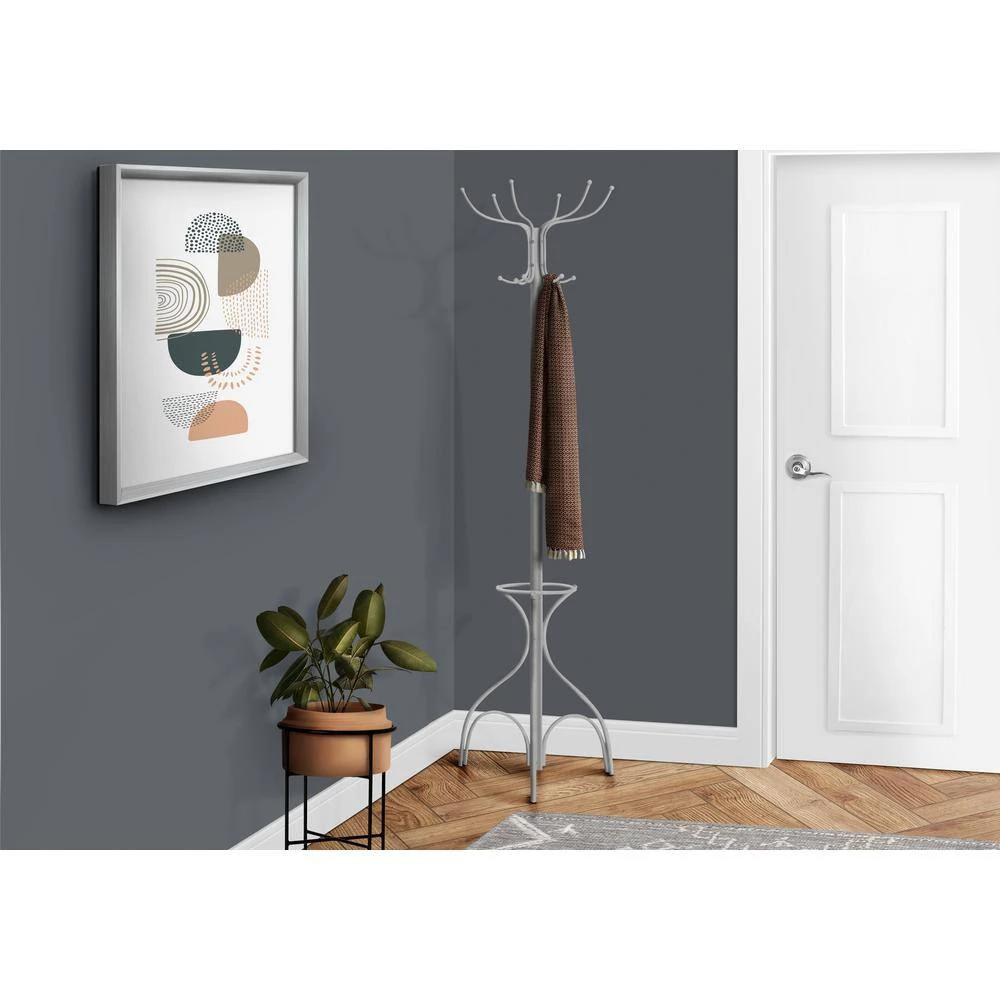 Silver 10-Hook Coat Rack by Monarch Specialties 6 Silver 10-Hook Coat Rack by Monarch Specialties - Image 5