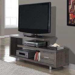 60 x 15.75 in. Dark Taupe Modern Art Deco TV Stand with 1-Drawer fits 60 in. TVs (2-Pack) by Monarch Specialties -Nexera Sales Store taupe and silver monarch specialties tv stands 2 x ms vm2574 31 1000