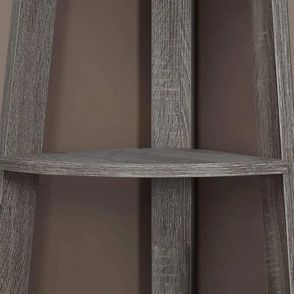 71 in. Tall Dark Taupe Corner Accent Bookcase 5 Shelves (3-Pack) by Monarch Specialties 7 71 in. Tall Dark Taupe Corner Accent Bookcase 5 Shelves (3-Pack) by Monarch Specialties - Image 5