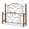 Doral Queen Open Frame Black Metal Headboard and Footboard with Brown Wooden Posts by ELUXURY -Nexera Sales Store textured matte black eluxury headboards doralcombpostqn 64 1000
