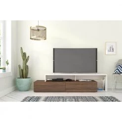 Tonik 72 in. Walnut and White TV Stand with 2 Doors Fits TV's up to 80 in. with Cable Management by Nexera 9 Tonik 72 in. Walnut and White TV Stand with 2 Doors Fits TV's up to 80 in. with Cable Management by Nexera -Nexera Sales Store walnut and white nexera tv stands 112040 31 1000