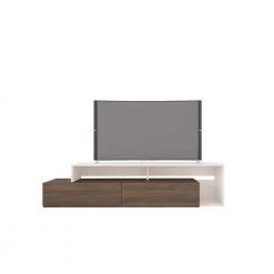 Tonik 72 in. Walnut and White TV Stand with 2 Doors Fits TV's up to 80 in. with Cable Management by Nexera