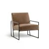 Industrial Slanted Accent Chair with Metal Base, Walnut Faux Leather by ELUXURY -Nexera Sales Store walnut eluxury accent chairs hac011 fl01 ch 64 1000