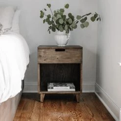 Solid Walnut Wood 22.5 in. H x 21 in. L x 18 in. W Nightstand with Drawer by ELUXURY -Nexera Sales Store walnut eluxury nightstands nightstand1d 31 1000