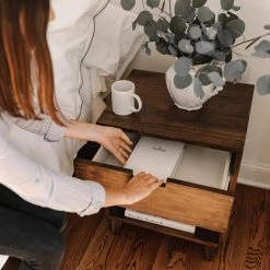 Solid Walnut Wood 22.5 in. H x 21 in. L x 18 in. W Nightstand with Drawer by ELUXURY -Nexera Sales Store walnut eluxury nightstands nightstand1d 77 1000