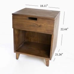 Solid Walnut Wood 22.5 in. H x 21 in. L x 18 in. W Nightstand with Drawer by ELUXURY -Nexera Sales Store walnut eluxury nightstands nightstand1d c3 1000