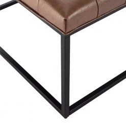 Walnut Faux Leather Large Square Tufted Ottoman with Black Metal Base by ELUXURY -Nexera Sales Store walnut eluxury ottomans hot006 fl01 ch 1d 1000