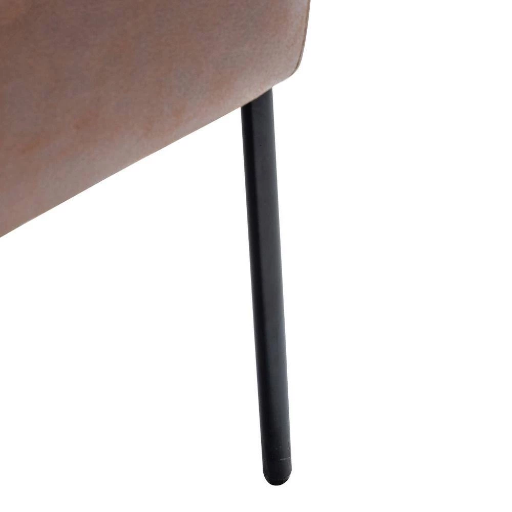 Walnut Faux Leather Modern Armless Chair by ELUXURY 5 Walnut Faux Leather Modern Armless Chair by ELUXURY - Image 3