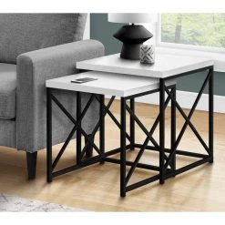 19 .75 in. White and Black 21.25 in. Rectangle Wood Accent Coffee Table Set 2-Piece by Monarch Specialties -Nexera Sales Store white and black monarch specialties coffee tables vm 3351 31 1000