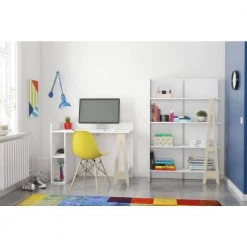 Atypik 45 in. White and Plywood Wood Computer Desk with Open Storage by Nexera -Nexera Sales Store white and plywood nexera computer desks 608003 31 1000