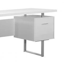 60 in. x 30.25 in. White Office Computer Desk with Filing Drawer and 3-Drawer Filing Cabinet by Monarch Specialties 11 60 in. x 30.25 in. White Office Computer Desk with Filing Drawer and 3-Drawer Filing Cabinet by Monarch Specialties -Nexera Sales Store white and silver monarch specialties computer desks vm 7081 vm 7048 c3 1000
