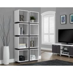 White and Grey Open Bookcase by Monarch Specialties -Nexera Sales Store white grey monarch specialties bookcases bookshelves hd7076 76 1000