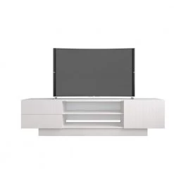 Marble 72 in. White Engineered Wood TV Stand with 2 Drawer Fits TVs Up to 80 in. with Storage Doors by Nexera