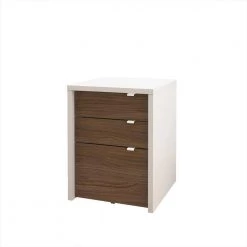Liber-T 47.75 in. W Rectangular White Melamine and Walnut Laminate Wood Reversible Writing Desk with File Cabinet by Nexera -Nexera Sales Store white melamine and walnut laminate nexera computer desks 400609 c3 1000