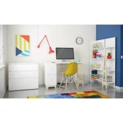 Atypik 47.25 in. W Rectangular White Melamine/Lacquer and Plywood 2-Drawer Writing Desk by Nexera -Nexera Sales Store white melamine lacquer plywood nexera computer desks 403048 31 1000