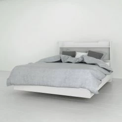 Snooze 76 in. W White Melamine & Matte White Lacquer Full Size Wood Frame Platform Bed with Storage Headboard by Nexera -Nexera Sales Store white melamine nexera platform beds 402299 31 1000