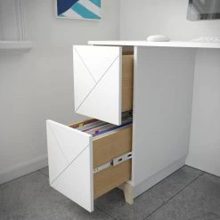 Atypik 47.25 in. W Rectangular White Melamine, White Matte Lacquer and Plywood 2-Drawer Writing Desk with Bookcase by Nexera -Nexera Sales Store white melamine white matte lacquer plywood nexera computer desks 403036 77 1000