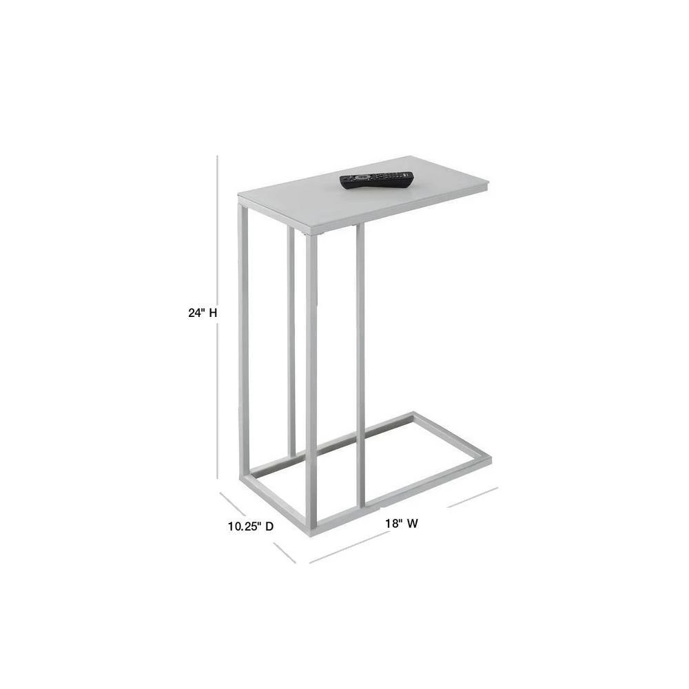 White Metal Glass Top End Table by Monarch Specialties 4 White Metal Glass Top End Table by Monarch Specialties - Image 2