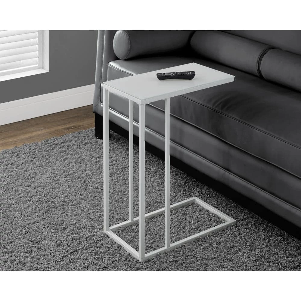 White Metal Glass Top End Table by Monarch Specialties 3 White Metal Glass Top End Table by Monarch Specialties