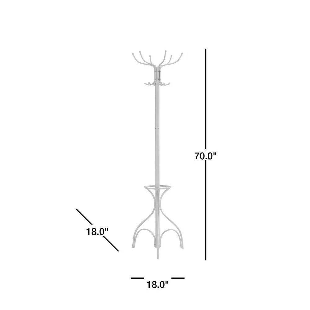 White 10-Hook Coat Rack by Monarch Specialties 4 White 10-Hook Coat Rack by Monarch Specialties - Image 2
