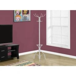 White 10-Hook Coat Rack by Monarch Specialties